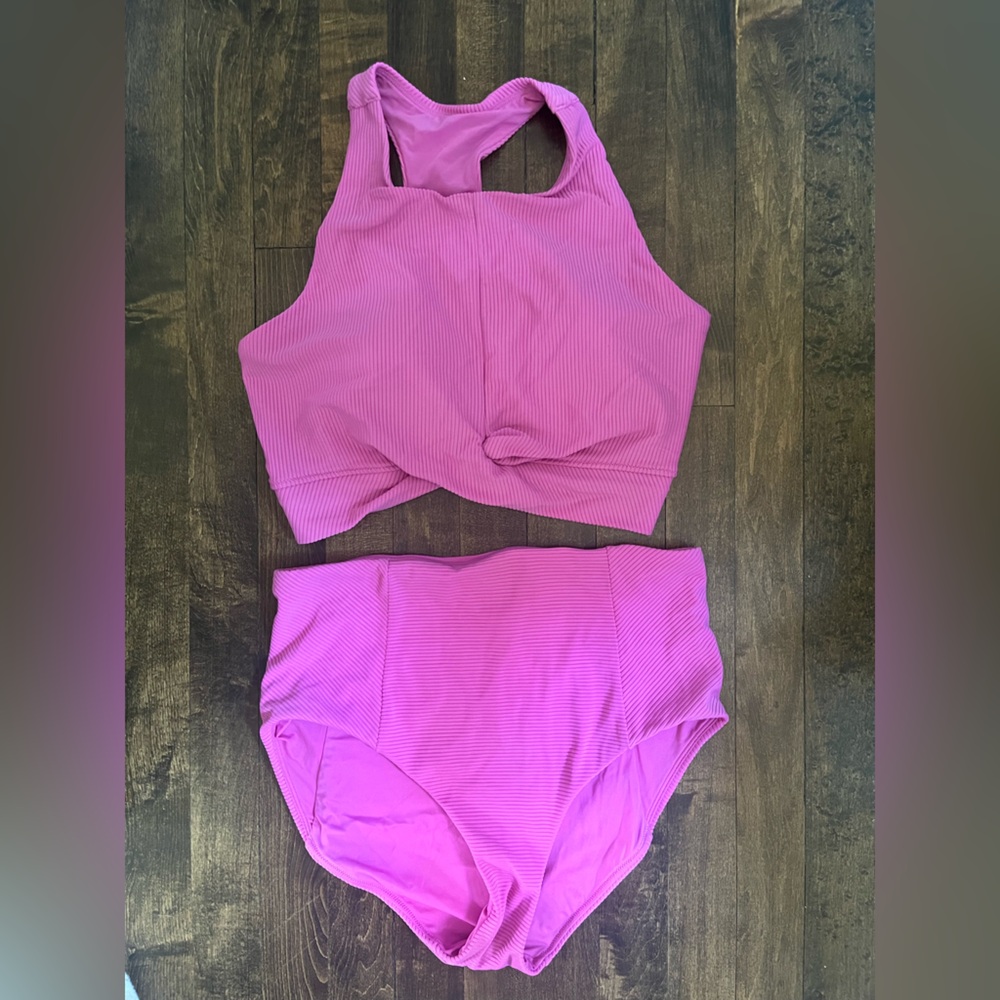 CALIA HOT PINK RIBBED BIKINI